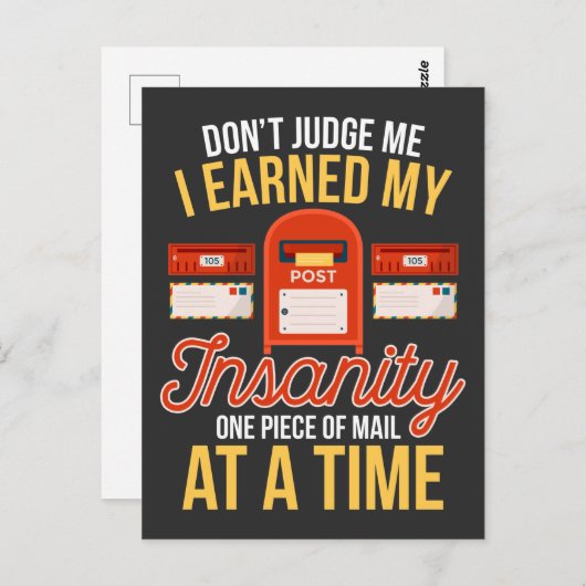 Insane Postman Funny in ruste Kerstman Mailman Briefkaart (Voorkant / Achterkant)