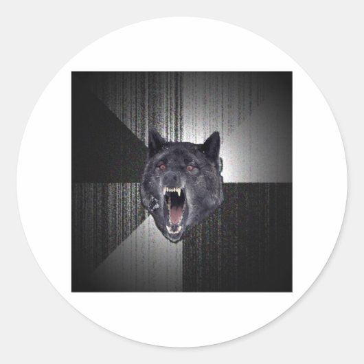 Insanity Wolf Advice Animal Meme Ronde Sticker (Voorkant)