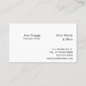 Inschakelen Visitekaartje (Achterkant)