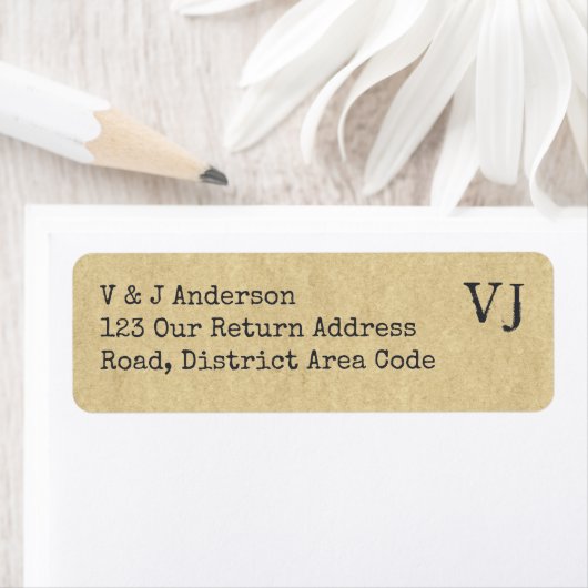 Inschrijftypemachine Monogram Retouradres Rustisch Etiket (Insitu)