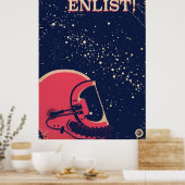 Inschrijven! vintage ruimteposter poster (Keuken)