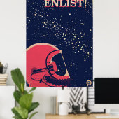 Inschrijven! vintage ruimteposter poster (Thuiskantoor)