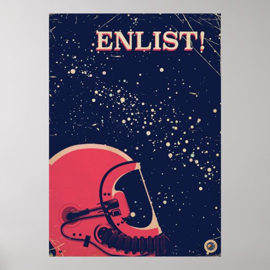 Inschrijven! vintage ruimteposter poster (Voorkant)