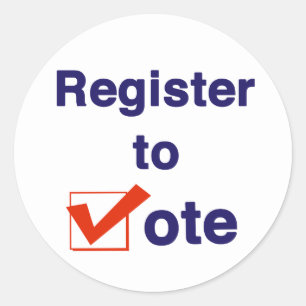 Inschrijven voor stemming 2026 ronde sticker