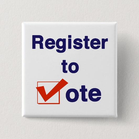 Inschrijven voor stemming 2026 vierkante button 5,1 cm (Voorkant)