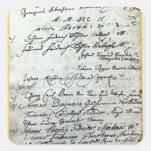 Inschrijving in de registers van de universiteit v vierkante sticker (Voorkant)