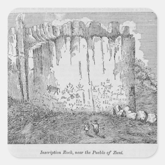 Inscription Rock, bij de Pueblo van Zuni Vierkante Sticker (Voorkant)