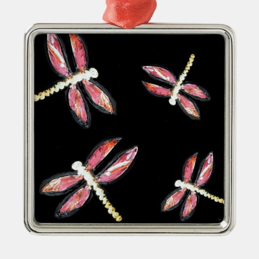 Insect Art roze dragonfly Metalen Ornament (Voorkant)