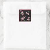 Insect Art roze dragonfly Vierkante Sticker (Tas)