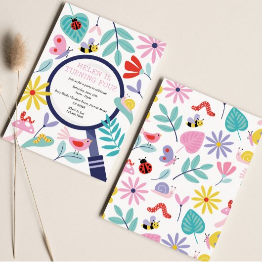 Insect Birthday Party Invitation Kaart