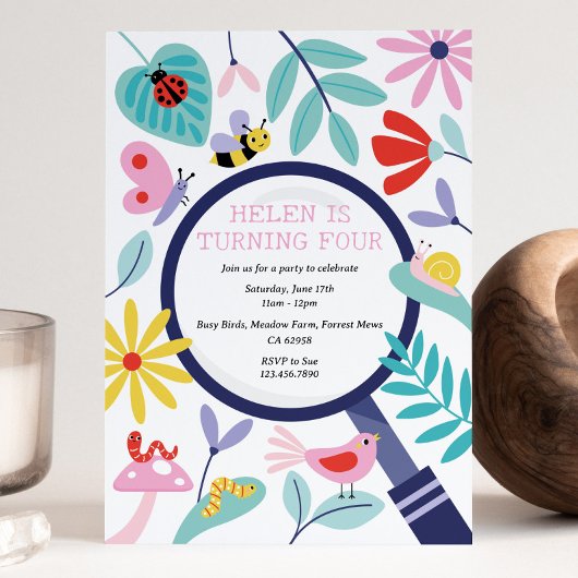 Insect Birthday Party Invitation Kaart