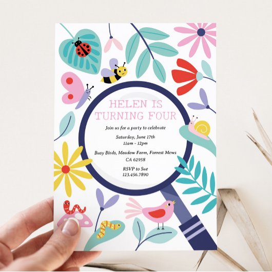 Insect Birthday Party Invitation Kaart