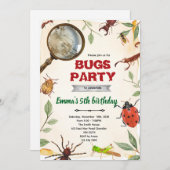 Insect Bugs Birthday party Invitation Kaart (Voorkant / Achterkant)