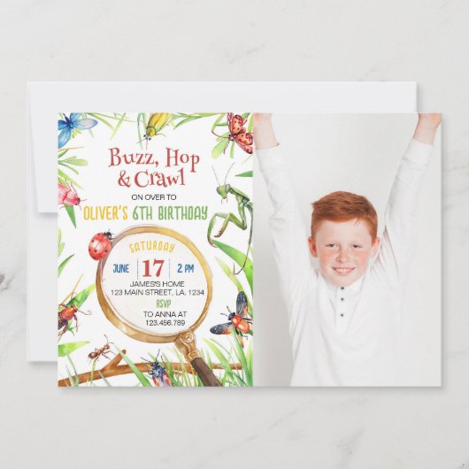 Insect Bugs Verjaardag Uitnodiging (Voorkant)