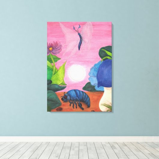 Insect Butterfly Transformation Painting Artwork Canvas Afdruk (Insitu (Houten vloer))