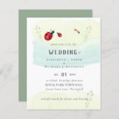 Insect Garden  Waterverf WEDDING Uitnodiging (Voorkant / Achterkant)