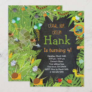 Insect Insect Uitnodiging, Chalkboard Kaart