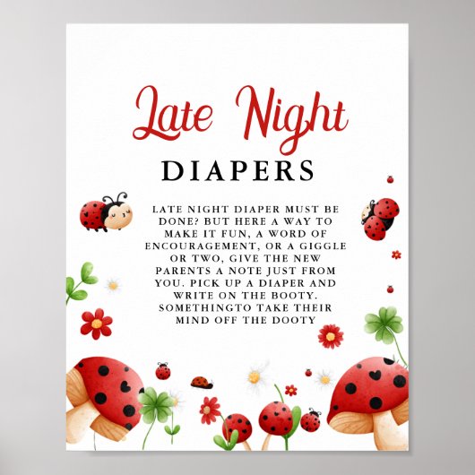 Insect Lady Late Night Luier Baby shower Game Poster (Voorkant)