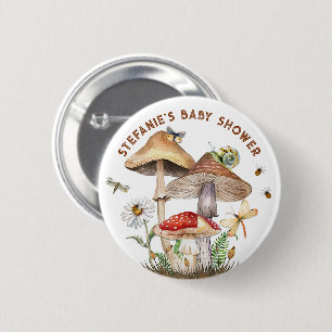 Insect & Mushroom Baby shower Button Favor
