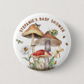 Insect & Mushroom Baby shower Button | grillig W (Voorkant)