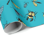 Insect Patroon | BLAUWGROEN Cadeaupapier (Rol Hoek)