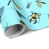 Insect Patroon | Licht blauw Cadeaupapier (Rol Hoek)