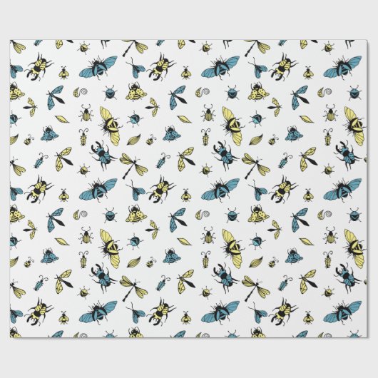 Insect Patroon | wit Cadeaupapier (Vlak)