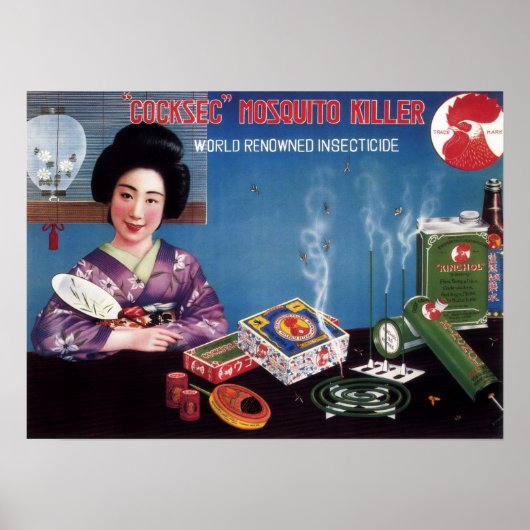 INSECT REPELLENT Kimono Woman Japan Adverteren Poster (Voorkant)