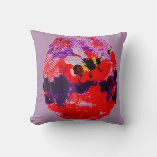 Insecte Art Paars, Rode Floral Bee Kussen (Voorkant)