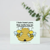 Insecte Puns Bug me Funny Bumble bijen Briefkaart (Staand voorkant)