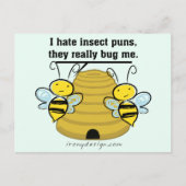 Insecte Puns Bug me Funny Bumble bijen Briefkaart (Voorkant)