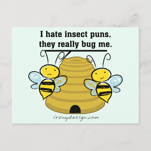Insecte Puns Bug me Funny Bumble bijen Briefkaart (Voorkant)