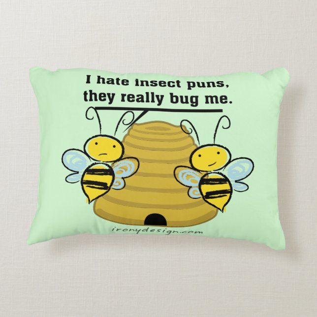 Insecte Puns Bug me Funny Bumble bijen Decoratief Kussen (Achterkant)