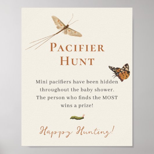 Insecten Baby shower Fopspeen Hunt Poster (Voorkant)