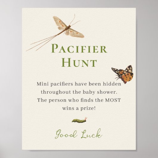  Insecten Baby shower Fopspeen Hunt Poster (Voorkant)