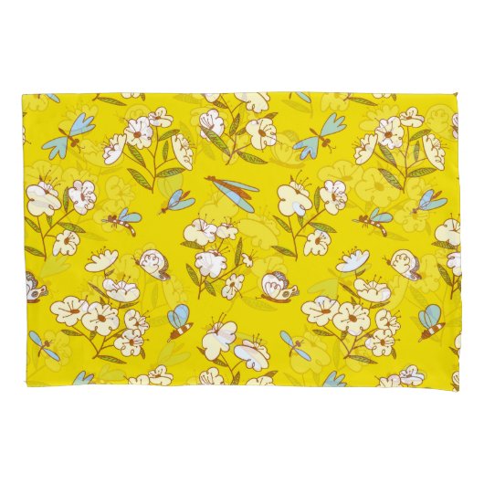 Insecten Bloemen Vlinders: Zomer Naadloze Patte Kussensloop (Voorkant)