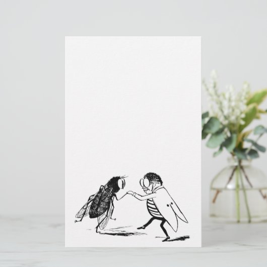  insecten dansen; blauw flesvliegen briefpapier (Staand voorkant)