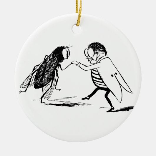  insecten dansen; blauw flesvliegen keramisch ornament (Voorkant)