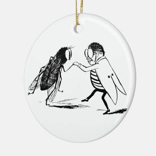  insecten dansen; blauw flesvliegen keramisch ornament (Links)