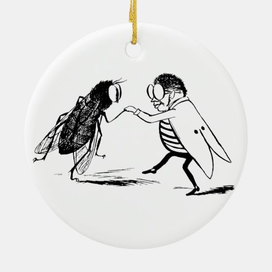  insecten dansen; blauw flesvliegen keramisch ornament (Achterkant)