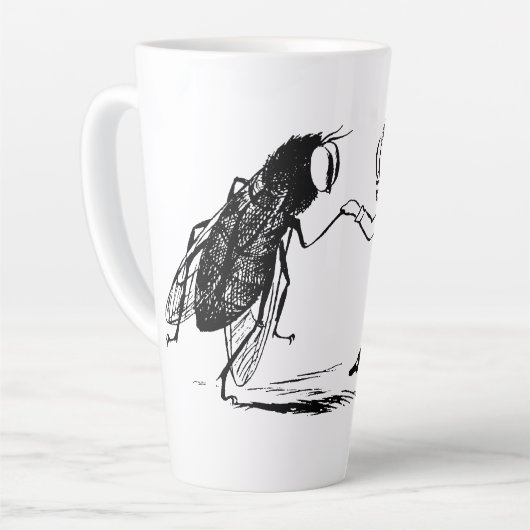  insecten dansen; blauw flesvliegen latte mok (Linkerhoek)