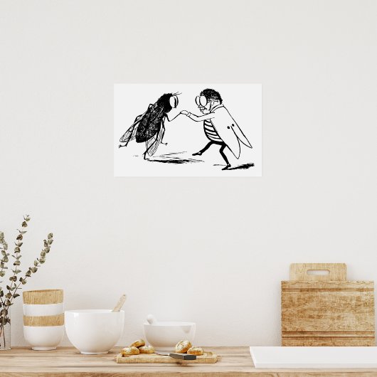  insecten dansen; blauw flesvliegen poster (Keuken)