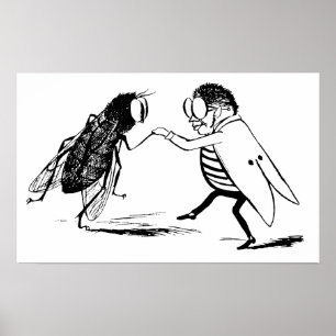  insecten dansen; blauw flesvliegen poster