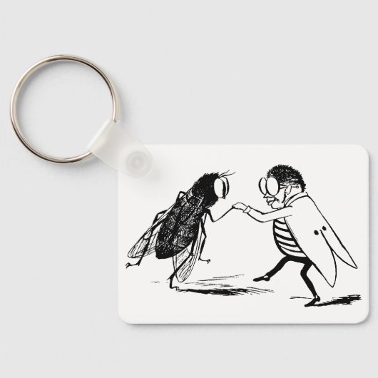  insecten dansen; blauw flesvliegen sleutelhanger (Achterkant)