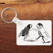  insecten dansen; blauw flesvliegen sleutelhanger (Achterkant)