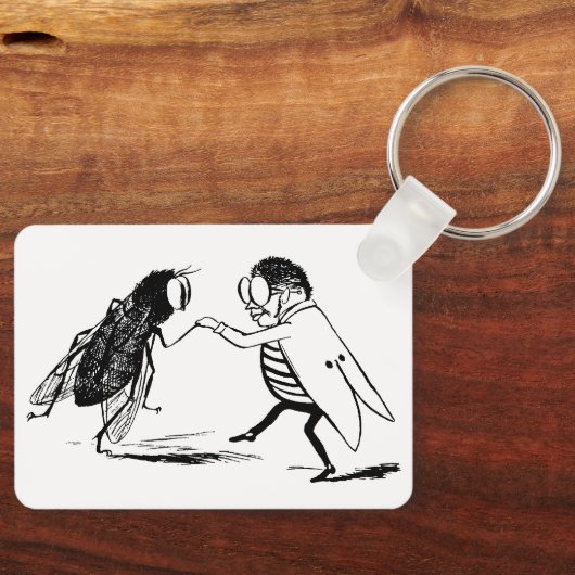  insecten dansen; blauw flesvliegen sleutelhanger (Voorkant)