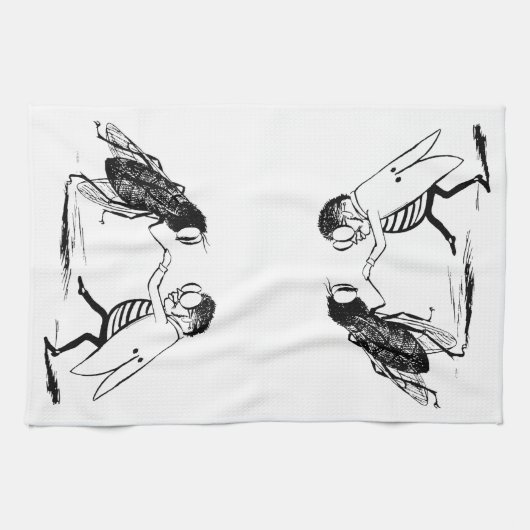  insecten dansen; blauw flesvliegen theedoek (Horizontaal)