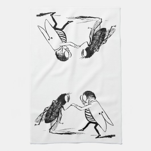  insecten dansen; blauw flesvliegen theedoek (Verticaal)