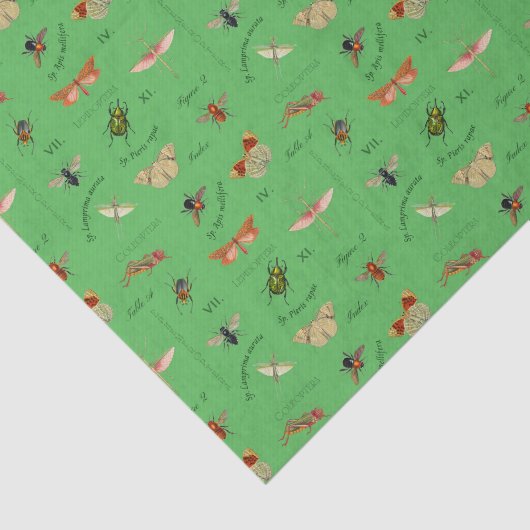 Insecten Decoupage Papier Sage Groen (Detail)