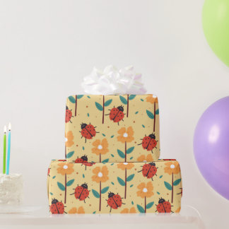 Insecten en bloemen cadeaupapier